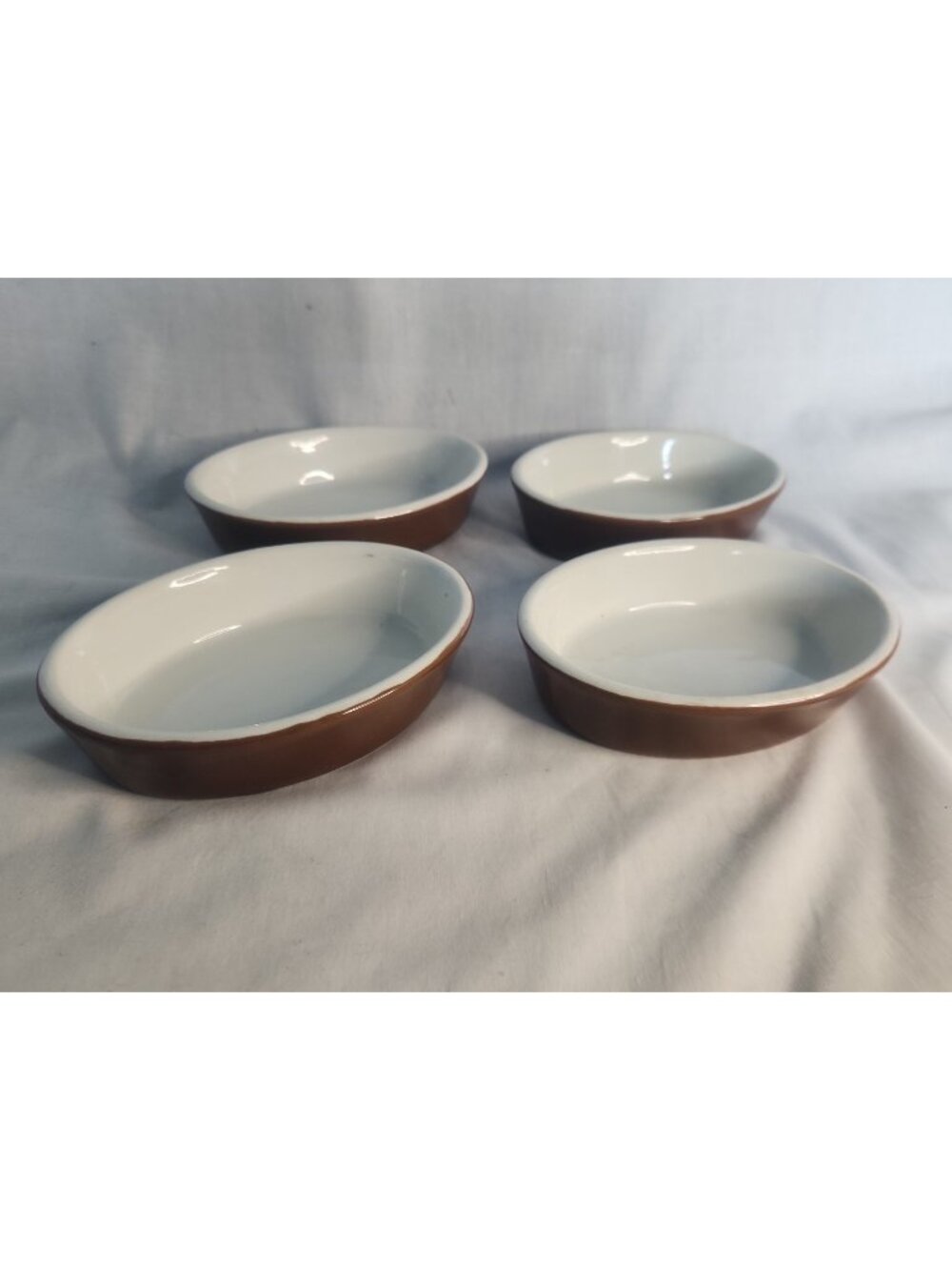 Vintage Hall Pottery Oval Individual Baking Dishes Set of 4 Brown Au Gratin